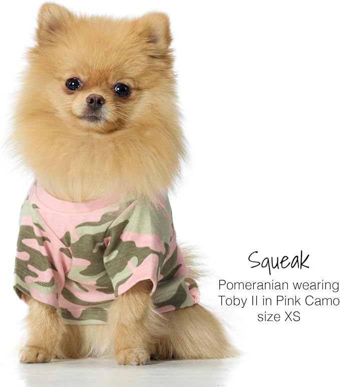 Toby II - The Perfect Tee, 3 Pack Short Sleeve Pet T-Shirt 100% Organic Cotton Tees Clothes for Small, Medium, Large Dogs, Pink Camo, X-Small