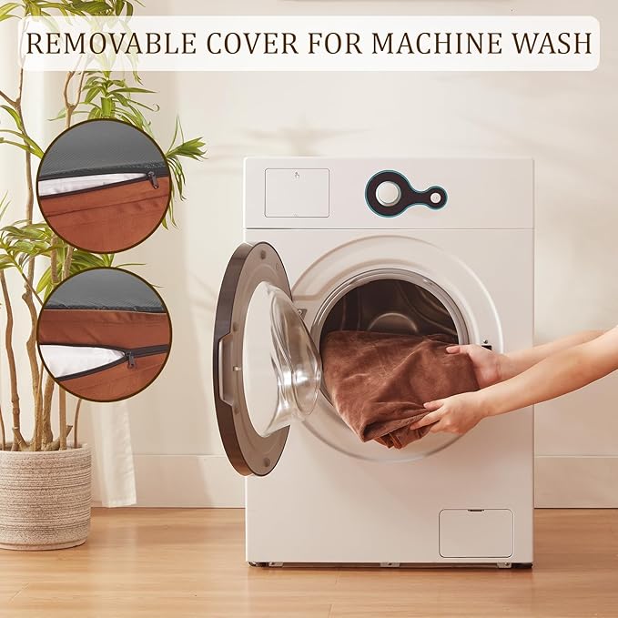 Bedfolks Orthopedic Dog Bed, Waterproof Dog Sofa Bed for Large Dogs, Egg Foam Pet Couch Bed with Removable Washable Cover and Nonslip Bottom, Brown