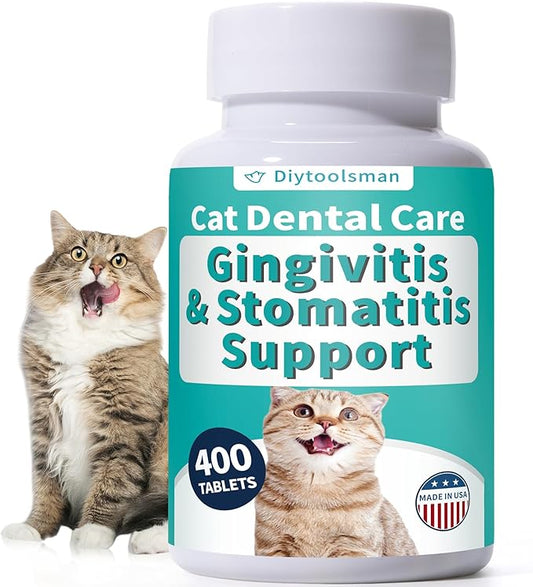 Cat Gingivitis Treatment, Gingivitis Treatment for Cats, Reduce Bad Breath, Tartar, Gum Inflammation, Redness & Pain, Cat Oral Health for Teeth, Gums & Mouth – 400 Tiny Tablets