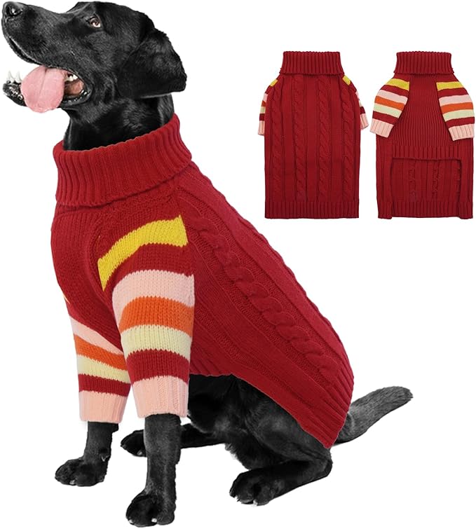 XLarge Dog Sweaters Male Female, Large Dog Sweater Turtleneck Stretchy, XL Dogs Sweaters for Winter Spring Autumn Christmas, Sweater for Extra Large Dogs Collie Pitbull, Pet Knitwear XL