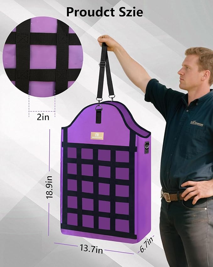 Hay Bags for Horses,3 Packs Slow Feed Hay Bags for Goats,Sheep,Donkey,600D Reinforced Oxford Hay Feed Bags with Front Hay Nets Design, Easy to Fill and Hang with Large Opening (2Black)