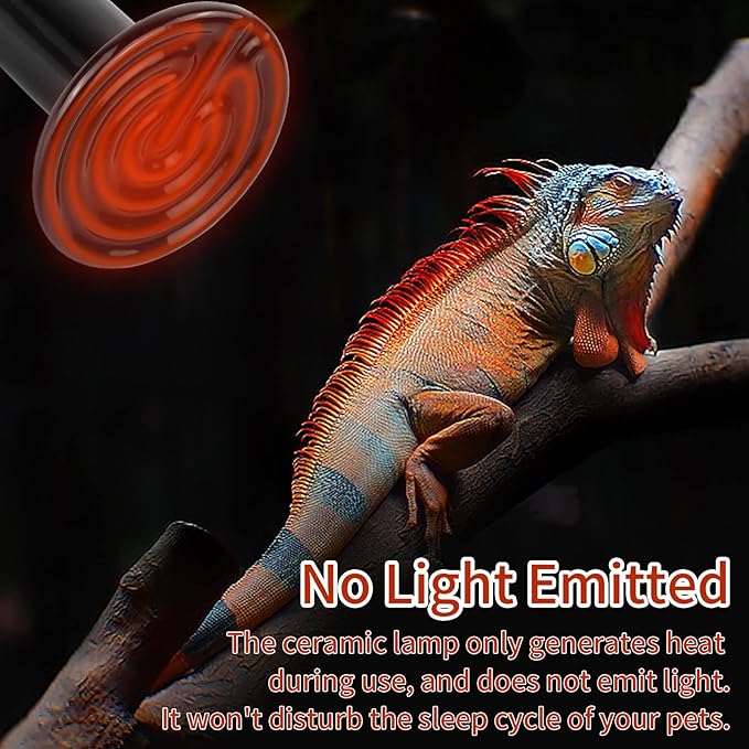 50W Ceramic Heat Emitter (2 Pack), Reptile Heat Lamp Bulbs, Ceramic Heater for Amphibian, Pet Brooder Coop, Chicken, Dog, Cat