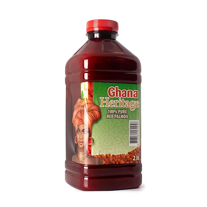 Ghana Heritage 100% Red Palm Oil 67.63 Fl Oz – Pure Red Palm Oil for Cooking – Natural African Palm Fruit Oil, Authentic Pure Red Oil for Stews, Sauces, and More, 2 Liter Bottle