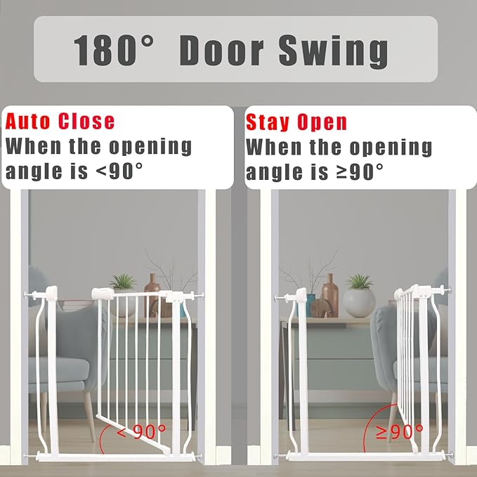 Extra Wide Baby Gate - 48-52.7 Inch Tension Mounted Safety Child & Pet Gate - White Metal - Walk Through - Long - for House Doorways & Stairs