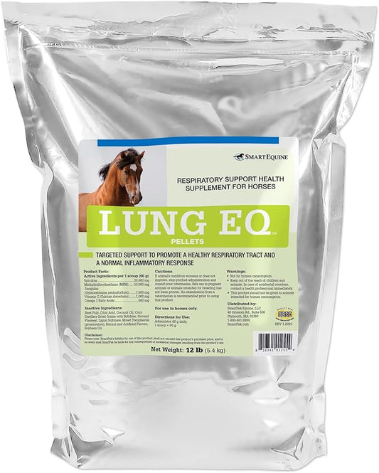 Uckele by SmartEquine Lung EQ Pellets for Innovated Respiratory Support | Horse Health | Spirulina for Horses with Antioxidants, Herbs, Minerals | Equine Pellet for Respiratory Support | 12 LB