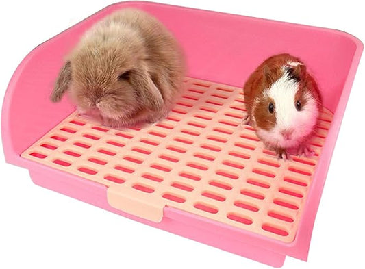 Hamiledyi Large Rabbit Litter Box Corner Bedding Box Chinchilla Toilet Trainer Square Potty Pet Pan for Adult Guinea Pig, Galesaur.Ferret and Other Animals