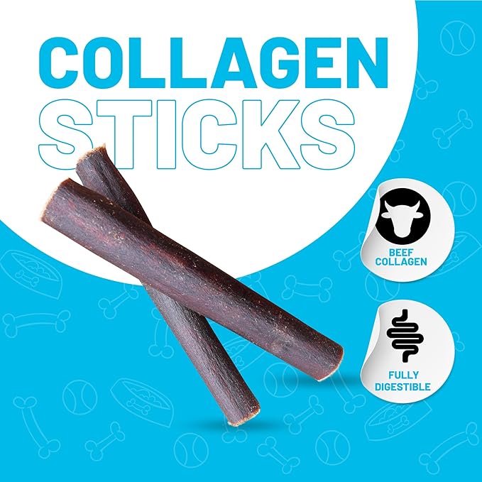Sitka Farms Collagen Stick for Dogs 6 Inch - 10 Count - Long Lasting Collagen Chews - Bully Stick & Rawhide Alternative - No Raw Hide - Single Ingredient Treat