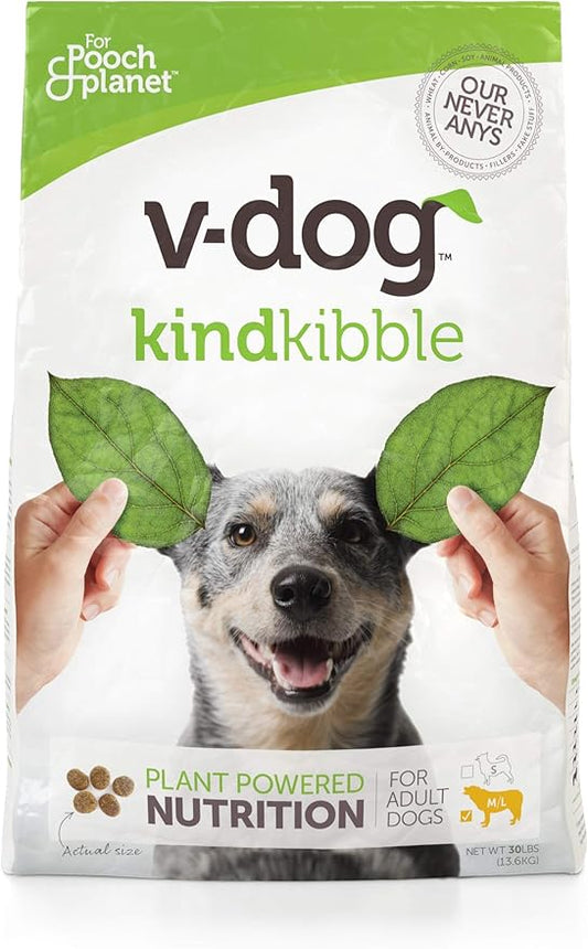V-dog Vegan Kibble Dry Dog Food, 30 lb, with Plant Based Protein