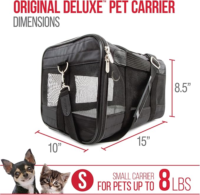 Sherpa Original Deluxe Travel Pet Carrier, Airline Approved & Guaranteed On Board - Black, Small