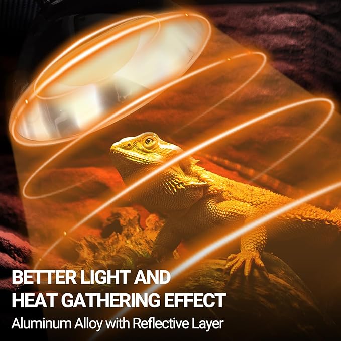 REPTI ZOO Upgrade Reptile Light Fixture with Dimming,8.5 inch Deep Dome Lamp Fixture for Reptile Tank Terrarium, Reptile Heat Lamp Fixture for UVB UVA Bulb Basking Heat Bulb