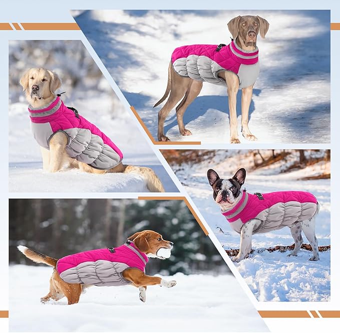 Dog Jackets for Medium Dogs,Medium Dog Coat,Warm Dog Winter Coat Zip Up Back,Waterproof Dog Jacket with D-Ring,Dog Cold Weather Coats with Fleece Lined, Dog Snowsuit Pug Boston Terrier M