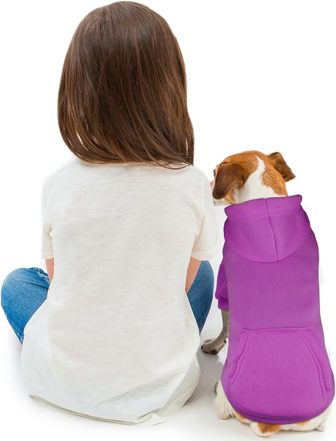 Dog Hoodie Dog Sweaters for Small Dogs Dog Sweater Solid Soft Brushed Fleece Dog Clothes Dog Hoodie Sweatshirt with Pocket(Purple-XS)