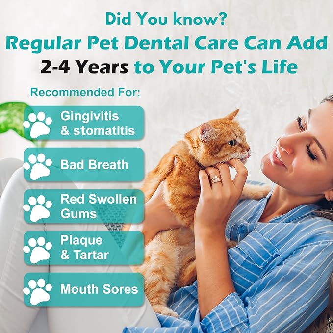 Cat Gingivitis Treatment, Gingivitis Treatment for Cats, Reduce Bad Breath, Tartar, Gum Inflammation, Redness & Pain, Cat Oral Health for Teeth, Gums & Mouth – 400 Tiny Tablets