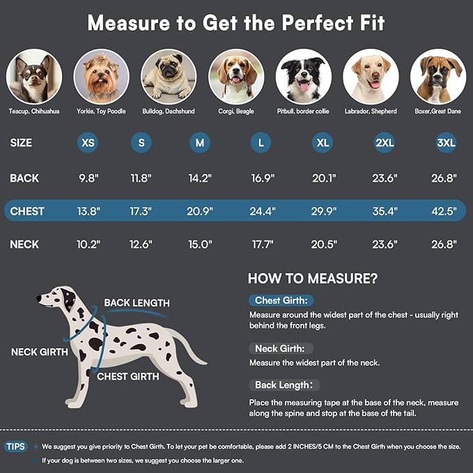 Queenmore Large Dog Jackets, Dog Coats for Extra Large Dogs with Harness Built in, Reflective Waterproof Dogs Jackets with Fleece Lining,Warm Snowsuit Pet Sweater for German Shepherd,Blue,XXXL