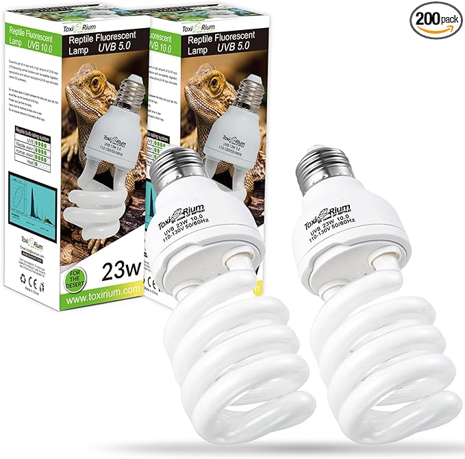 2Pack 13 W UVA UVB 15.0 Reptile Lights Energy Saving Reptile Heat Lamp UVB Bulb Spiral Compact Bulb Fit for Rainforest Type Reptile/Snake/Lizard/Insect/Turtle/Tortoise