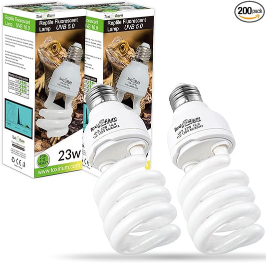 2Pack 13 W UVA UVB 15.0 Reptile Lights Energy Saving Reptile Heat Lamp UVB Bulb Spiral Compact Bulb Fit for Rainforest Type Reptile/Snake/Lizard/Insect/Turtle/Tortoise