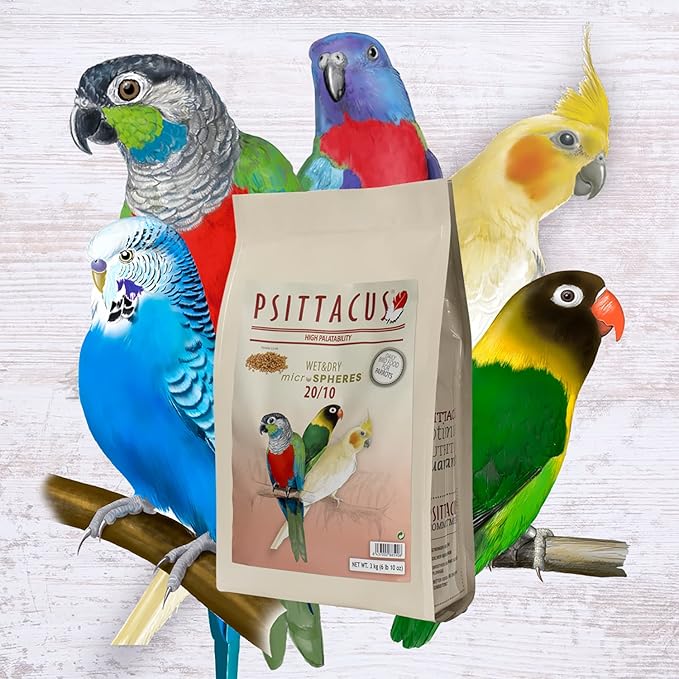 Psittacus Microspheres Wet & Dry 20/10 6.6 lb | for Chops and Salads Recipes, The Easiest One, Quick and Cold Preparation | Premium Pellet for Birds and Parrots, 100% Non-GMO
