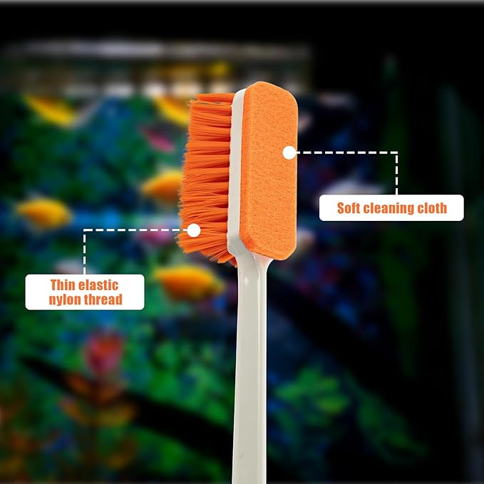 1PCS Small Aquarium Cleaning Tool, Algae Scraper for Fish Tank, Long Handle Aquarium Brush, Fish Tank Cleaner Adapted for Glass and Acrylic Aquariums (Longer)