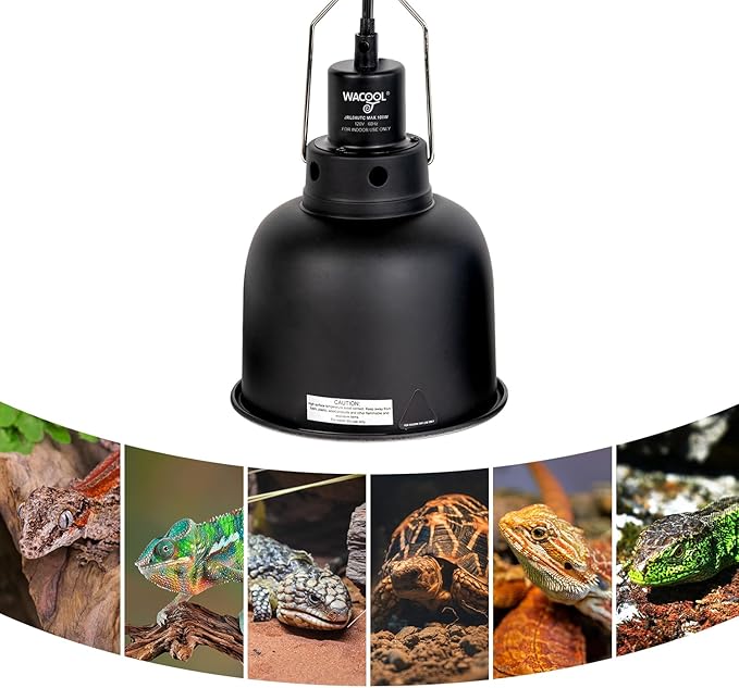 Reptile Light Fixture with Dimming Thermostat, 5.5 Inch Deep Dome Reptile Heat Lamp Fixture with Temperature Controller