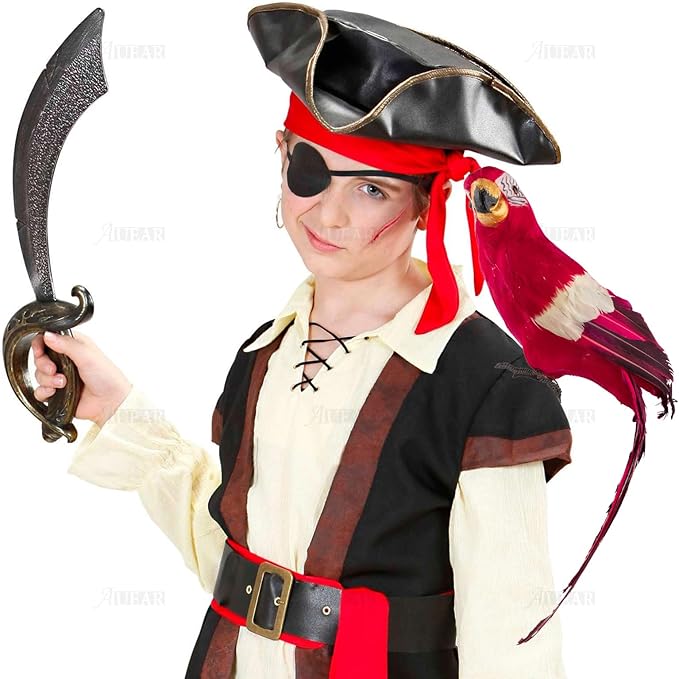 AUEAR, 17.7 Inch Red Lifelike Artificial Birds Feathered Fake Shoulder Parrot Decor Model for Decoration Craft Decorative Prop