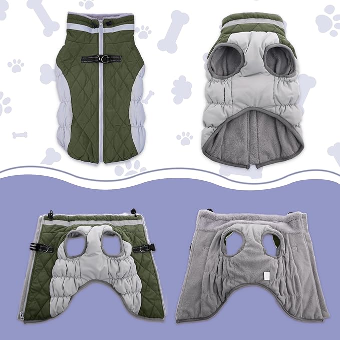 Lelepet Dog Coat Warm Dog Winter Coat Waterproof Dogs Jacket with Harness Built in Reflective Pet Fleece Vest Zip-Up Cold Weather Coats for Extra Large Dogs Turtleneck Windproof Coats Great Dane 3XL