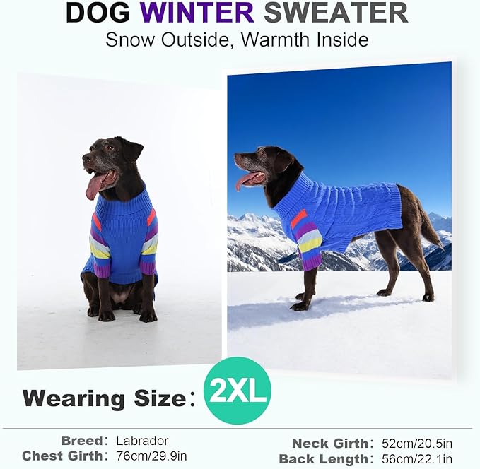 Sweaters for Large Size Dogs Winter, Turtleneck Extra Large Dog Sweater for Dogs Male Female, Thick Warm Christmas Dog Cold Sweater, Sweaters for Doggie Doberman, German Shepard (Blue XXXL)