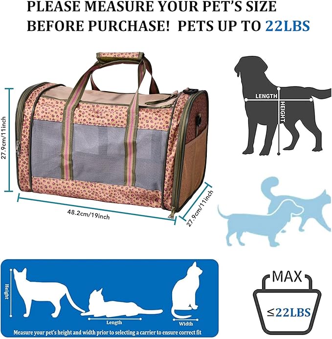 Soft-Sided Kennel Pet Carrier for Small Dogs, Cats, Puppy, Airline Approved Cat Carriers Dog Carrier Collapsible, Travel Handbag & Car Seat