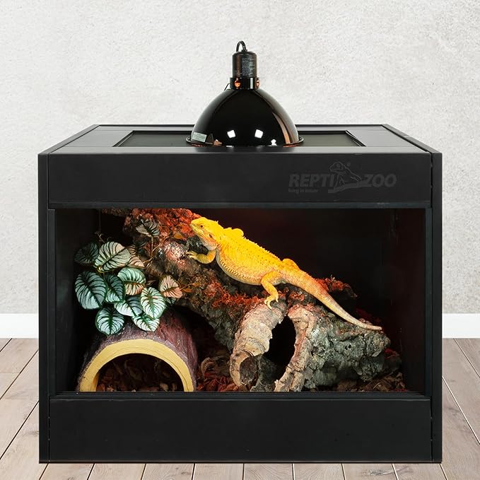 REPTI ZOO Upgrade Reptile Light Fixture with Dimming,8.5 inch Deep Dome Lamp Fixture for Reptile Tank Terrarium, Reptile Heat Lamp Fixture for UVB UVA Bulb Basking Heat Bulb