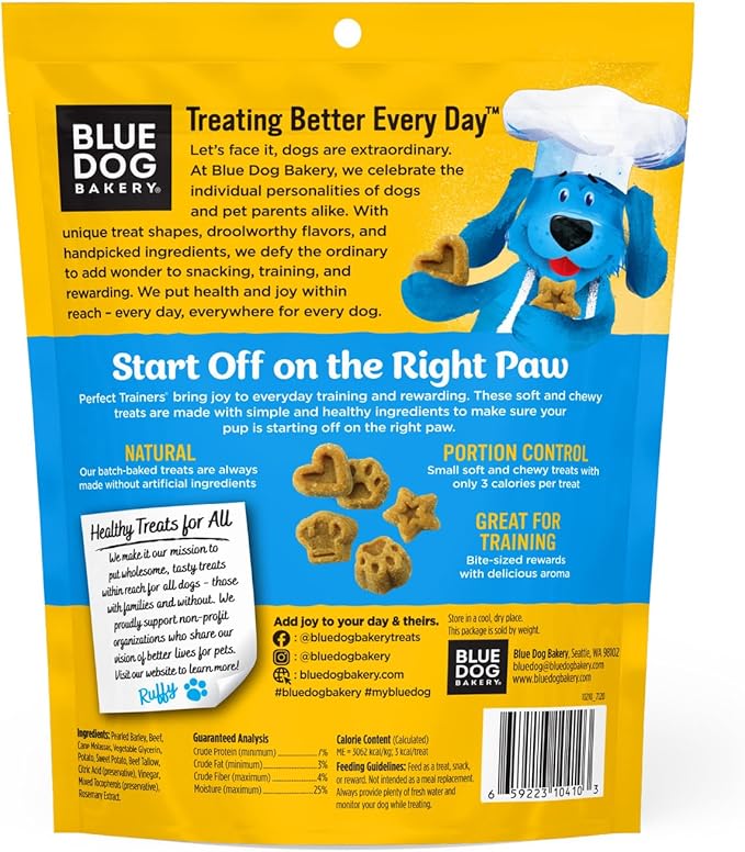 Blue Dog Bakery Perfect Trainers Treat | Small, Soft & Chewy Beef Flavor | Natural Healthy Dog Treats, 6 oz (Pack of 1)