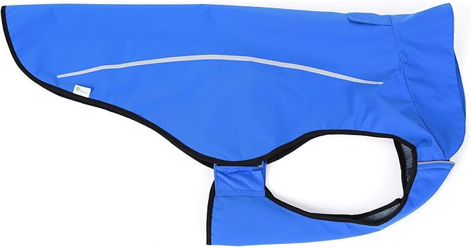 Mile High Life Dog Raincoat, Adjustable Waterproof Reflective Rain Jacket for Small Medium Large Dogs, Lightweight Breathable Pet Rain Coat with Leash Hole(Blue,L Chest 32-40")