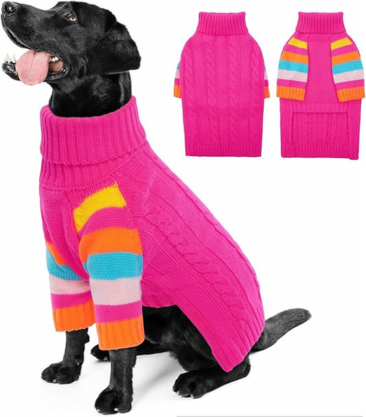 XLarge Dog Sweaters Male Female, Large Dog Sweater Turtleneck Stretchy, XL Dogs Sweaters for Winter Spring Autumn Christmas, Sweater for Extra Large Dogs Collie Pitbull, Pet Knitwear XL
