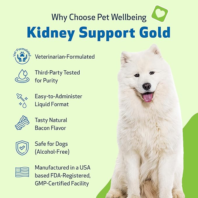 Pet Wellbeing Kidney Support Gold for Dogs - Supports Healthy Kidney Function, Fluid Balance, Energy Levels, Rehmannia, Dong Quai - Veterinarian-Formulated Herbal Supplement 2 oz (59 ml)