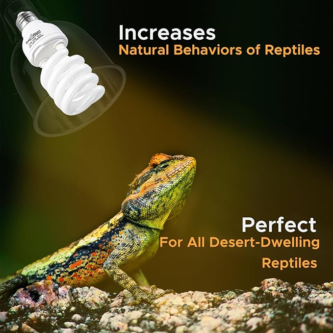23 W UVA UVB 15.0 Reptile Lights Energy Saving Reptile Heat Lamp UVB Bulb Spiral Compact Bulb Fit for Rainforest Type Reptile/Snake/Lizard/Insect/Turtle/Tortoise-2Pack
