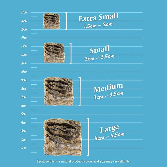 SKIPPER'S Cod Fish Skin Small Jerky Cubes - Gently Air Dried Single Ingredient Cod Skin Dog Treats, Rich in Omega 3 & Grain Free Crunchy Bites, Hypoallergenic & Gluten Free | Great for Teeth (8.82 Oz)