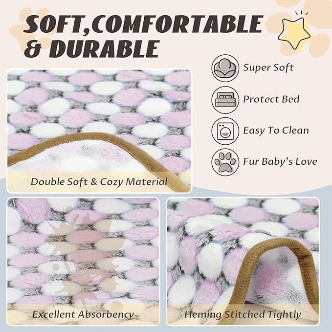 6 Pcs Washable Guinea Pig Blankets Absorbent Small Animal Fleece Bedding Cage Liners Reusable Pet Pee Pad Sleep Mat Pad Cover for Hamster Ferret Rabbit Chinchilla Hedgehog (Black, 24" x 35")