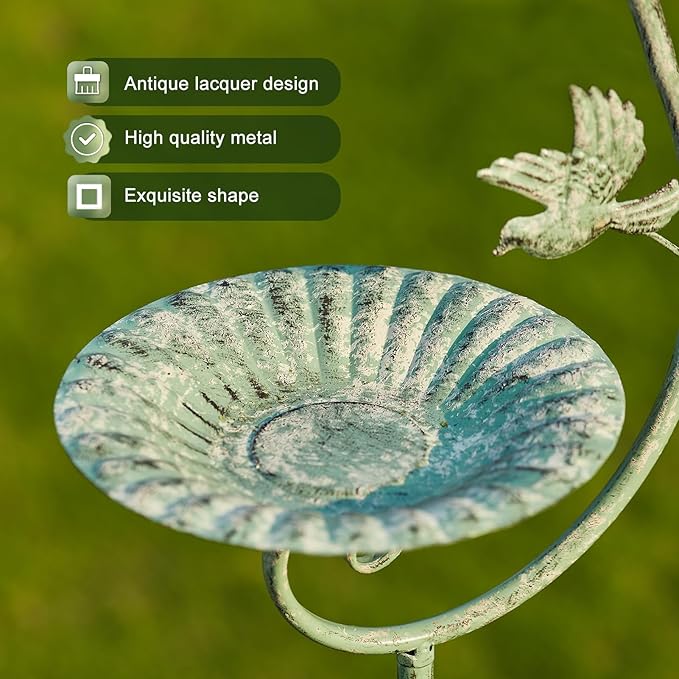 59" H Metal Bird Feeder with Stake,Vintage Freestanding Bird Feeder Tray,Bird Baths for Outdoors,Yard Lawn Decorative Garden Stakes ﻿