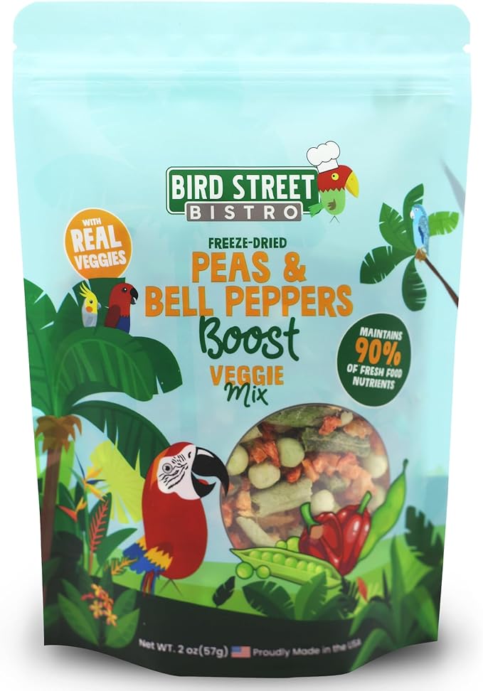 Bird Treats - Parrot & Cockatiel Treats - Parakeet & Conure Food - Sun Conure & Cockatiel Bird Food - Peas & Bell Peppers