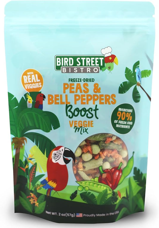 Bird Treats - Parrot & Cockatiel Treats - Parakeet & Conure Food - Sun Conure & Cockatiel Bird Food - Peas & Bell Peppers