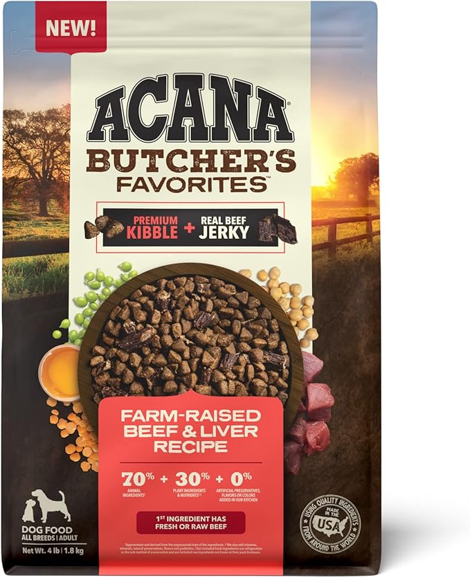ACANA Butcher’s Favorites Grain-Free Dry Dog Food Farm-Raised Beef & Liver Recipe 4lb Bag