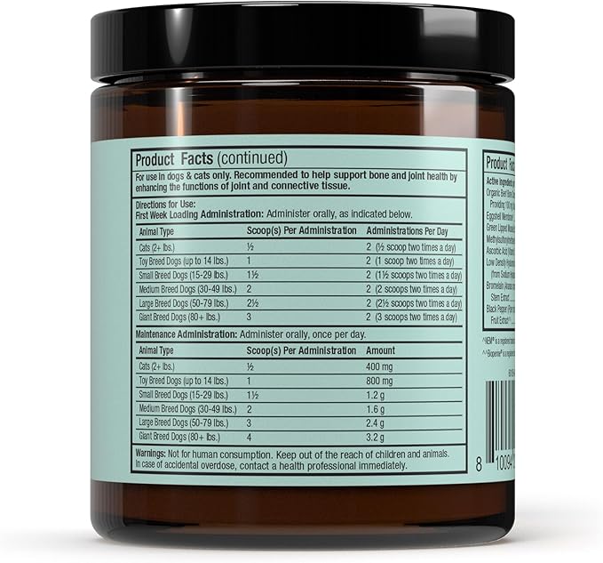 Bark & Whiskers Joint Support for Dogs & Cats, 1.69 Oz. (48 g), Collagen & Hyaluronic Acid, Promotes Mobility, Veterinarian Formulated, Non-GMO, Dr. Mercola