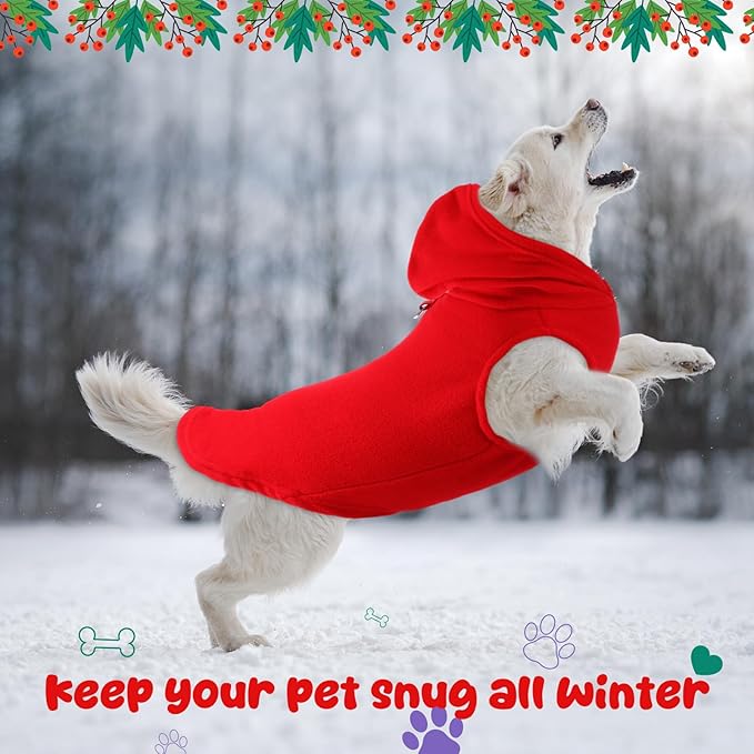 Abbylike 2 Pcs Dog Hoodies with Leash Hole and Pocket Dog Sweatshirt Fall Cold Winter Sleeveless Sweater with Hood Warm Cozy Pet Clothes for Medium Large Pets Puppy Boys Girls (Size XL)