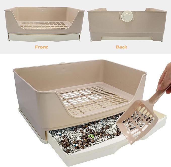 BWOGUE Large Rabbit Litter Box Toilet,Potty Trainer Corner Bedding with Drawer Larger Pet Pan for Adult Guinea Pigs, Rabbits, Hamster, Chinchilla, Ferret, Galesaur, Small Animals(White)