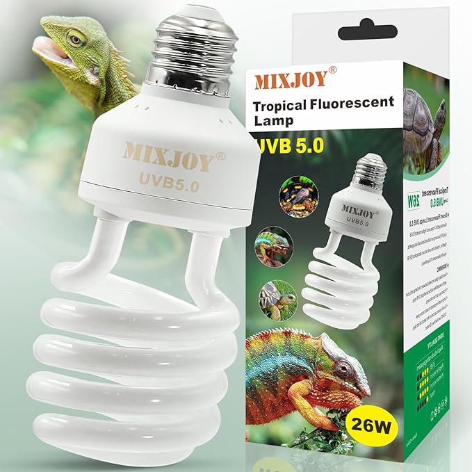 MIXJOY UVB Bulbs for Reptiles 5.0, 26W Tropical UVA UVB Light, Compact Fluorescent UVB Lamp for Reptiles, UVB Light for Chameleons,Turtles and Other Lizards