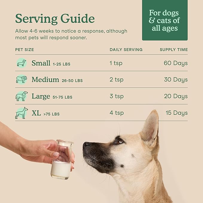 Fera Pets Goat Milk - Cat & Dog Hip and Joint Support with Glucosamine, MSM & Green Lipped Mussel - Supports Flexibility, Mobility & Bone Health - for Picky Eaters - 60 Tsps