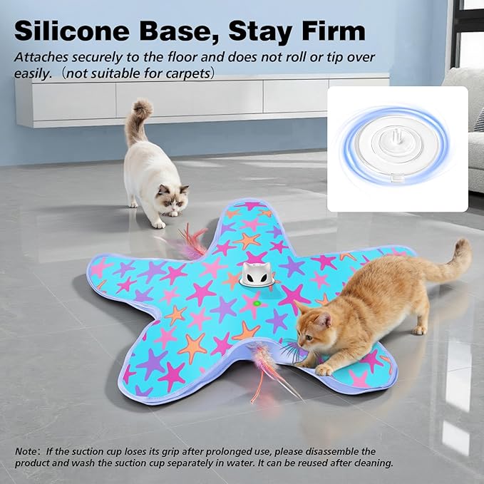 Interactive Cat Toys for Indoor Cats, Rechargeable Hide and Seek Cat Toy with Moving Concealed Feathers, Touch Activated Kitten Toys Cat Exercise Toys, Blue Purple Cover