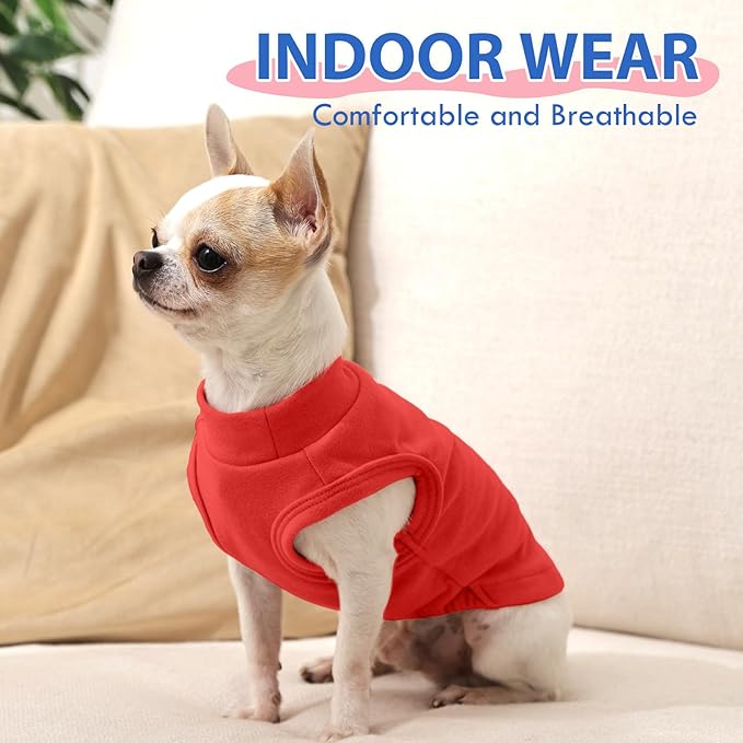 Dog Fleece Vest - Red, L - Pullover Warm Dog Sweater | Stretchable Soft Sweatshirt,Lightweight Jackets for Medium Breeds,Dachshund,French Bulldog