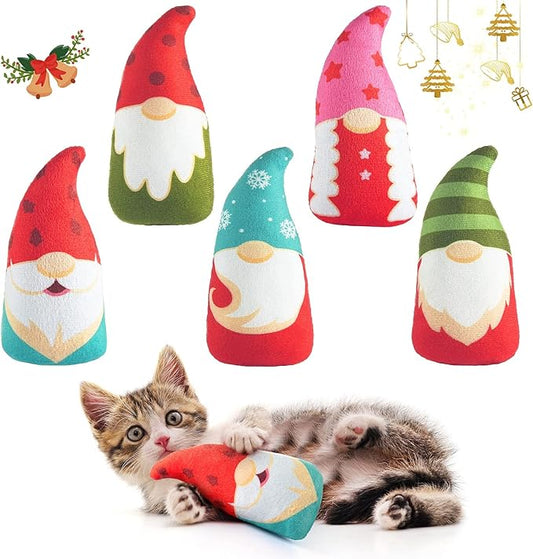 Christmas Catnip Toys Interactive Cats 5PCS Cat Nip Toy/Kitten Chew Plush Gift/Best Play Kick Stuff/Kitty Stuffed Teething Pillow/Cute and Soft Dental Gifts