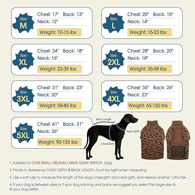 ROZKITCH Knitted Dog Sweater for Medium and Large Dogs, Thick Winter Coat, Turtleneck Design for Shepherds Boxers and Labs Khaki 2XL