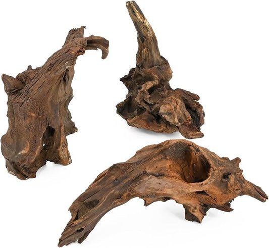 Natural Driftwood Spider Wood Branches Fish Tank and Reptile Terrarium Decor Assorted Sizes for Aquariums and Lizard Habitats (8-11 inch (Pack of 3), Mopani Driftwood)