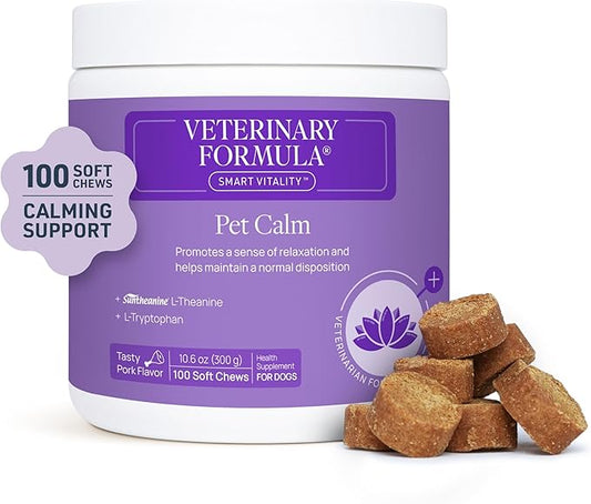 Veterinary Formula Smart Vitality Pet Calm Supplement for Dogs - Soft Chews, 100ct - Promotes a Sense of Relaxation During Moments That May Cause Stress - Fireworks, Travel, Changes in Routine